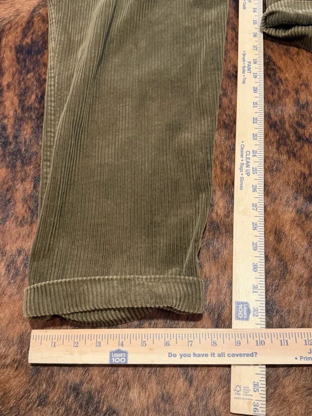 Vintage J Riggings Thick Ribbed Olive Green Corduroy Pants Men 33x34 Cuffed Read